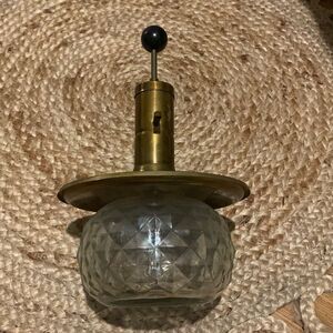 PARK SHERMAN GLASS & Brass PUMP LIQUOR DISPENSER VINTAGE Diamond Pattern
